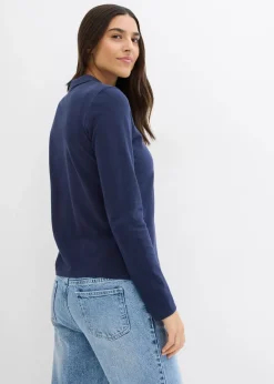 bonprix Bekleidung·Röcke|Nachhaltigere Materialien^Piqué-Poloshirt aus reiner Bio-Baumwolle dunkelblau
