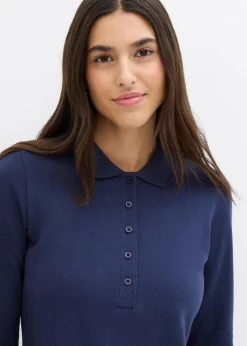 bonprix Bekleidung·Röcke|Nachhaltigere Materialien^Piqué-Poloshirt aus reiner Bio-Baumwolle dunkelblau