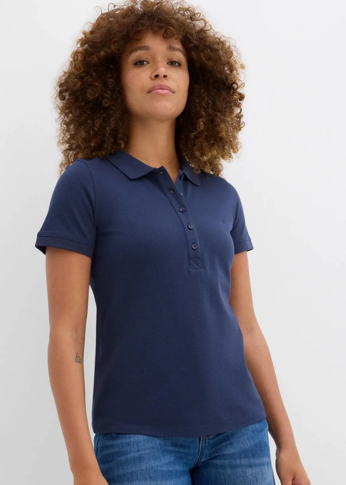 bonprix Nachhaltigere Materialien|Shirts & Tops^Piqué-Poloshirt aus reiner Bio-Baumwolle dunkelblau