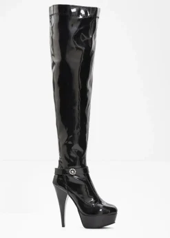 bonprix Stiefel|Schuhe & Accessoires In Spezialgrößen·Schuhe In Übergröße^Plateau Overknee Stiefel schwarz