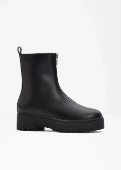 bonprix Gefütterte Winterschuhe|Boots^Plateau-Boots schwarz