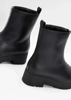 bonprix Gefütterte Winterschuhe|Boots^Plateau-Boots schwarz