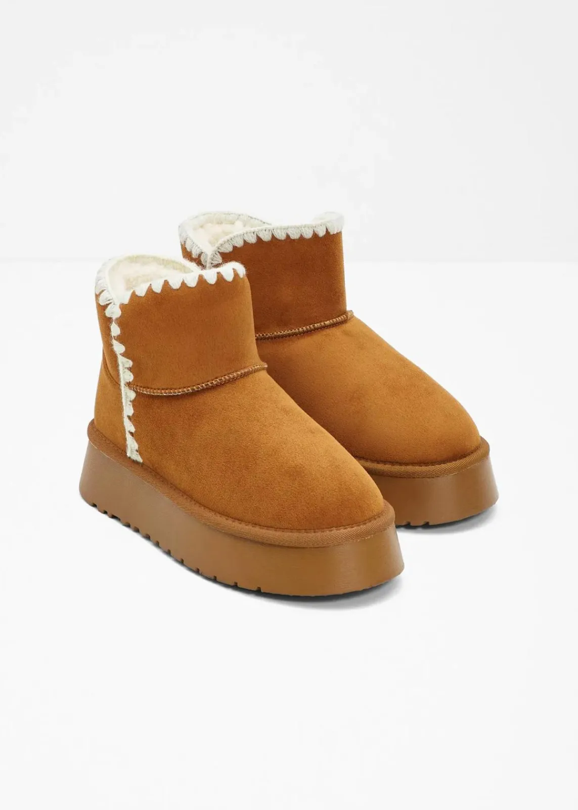 bonprix Gefütterte Winterschuhe|Boots^Plateau-Boots haselnuss
