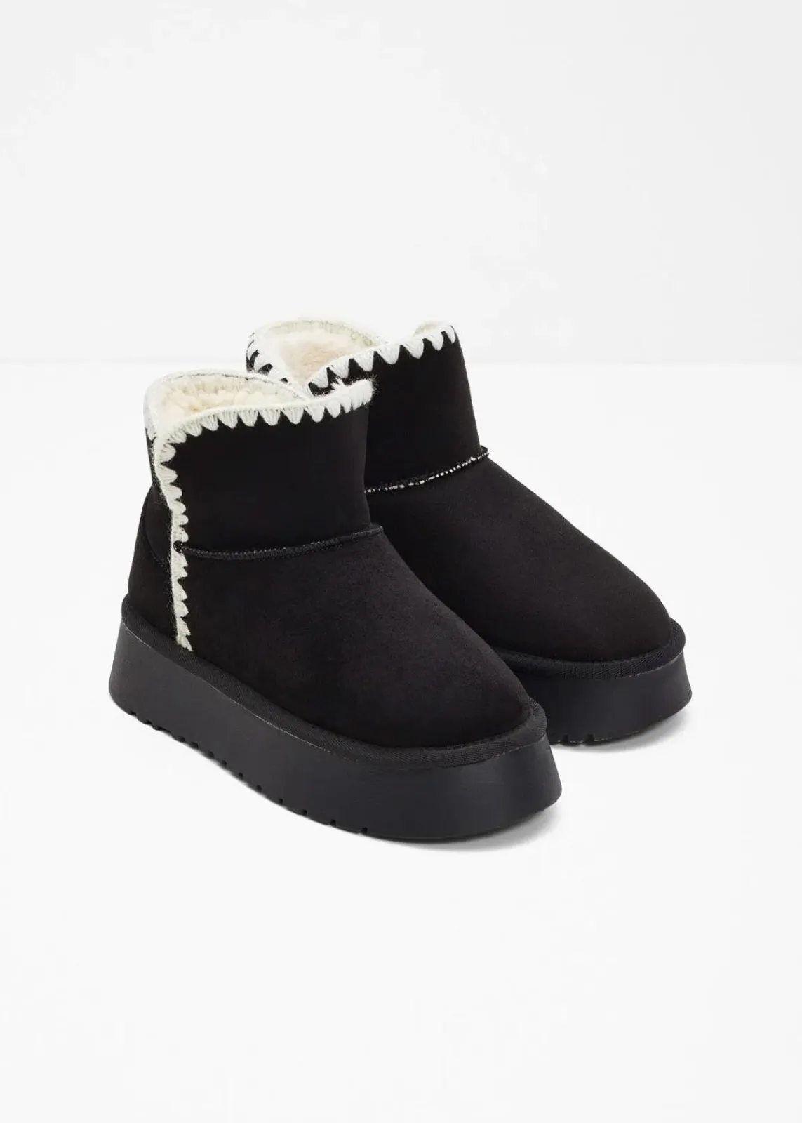 bonprix Boots|Gefütterte Winterschuhe^Plateau-Boots schwarz
