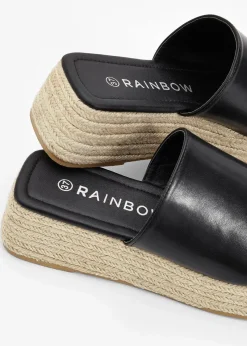 bonprix Sommerschuhe^Plateau-Pantoletten in Bast-Optik schwarz