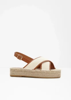 bonprix Strandmode|Sommerschuhe^Plateau-Sandalen natur/cognac