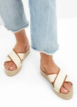 bonprix Strandmode|Sommerschuhe^Plateau-Sandalen natur/cognac