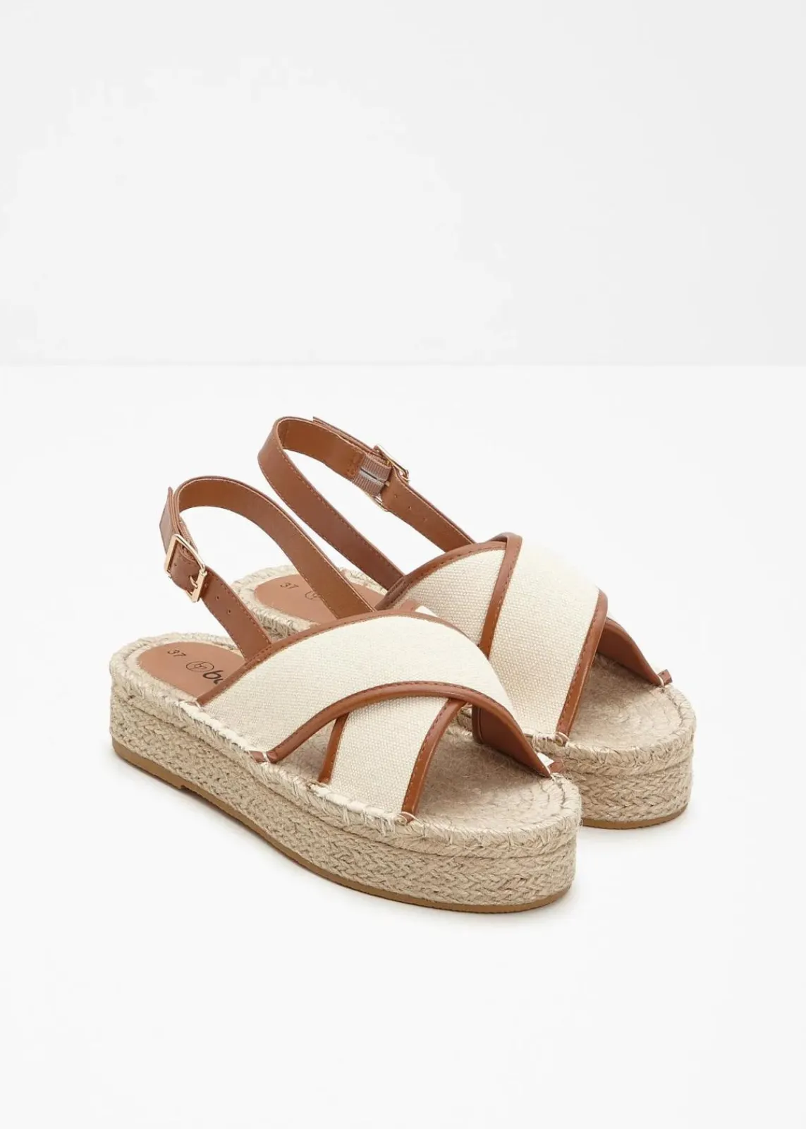 bonprix Strandmode|Sommerschuhe^Plateau-Sandalen natur/cognac