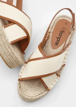 bonprix Strandmode|Sommerschuhe^Plateau-Sandalen natur/cognac