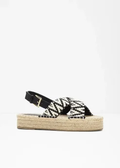 bonprix Strandmode|Sommerschuhe^Plateau-Sandalen beige/schwarz