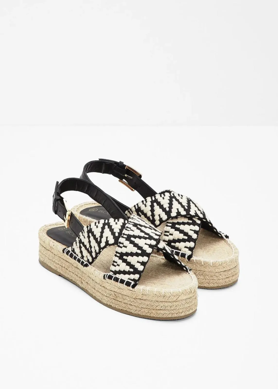 bonprix Strandmode|Sommerschuhe^Plateau-Sandalen beige/schwarz