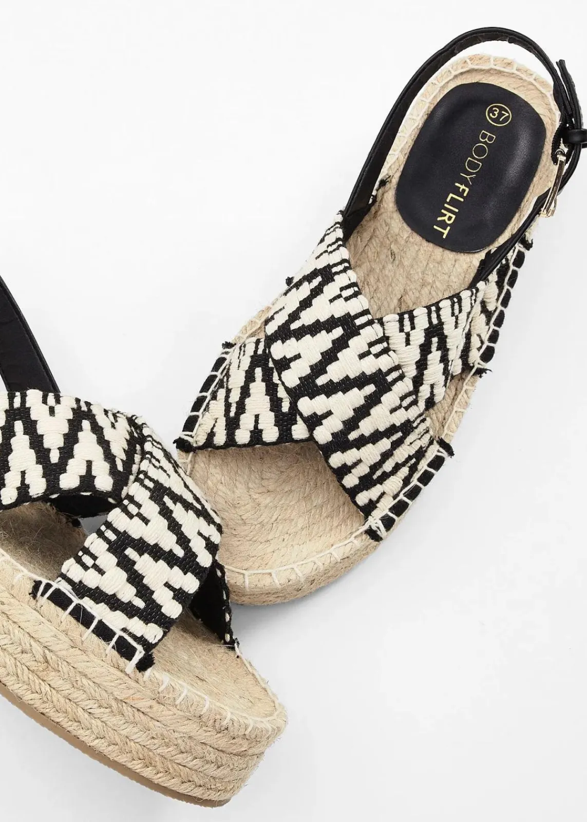 bonprix Strandmode|Sommerschuhe^Plateau-Sandalen beige/schwarz