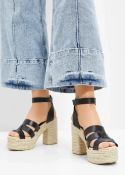 bonprix Sommerschuhe^Plateau-Sandaletten schwarz