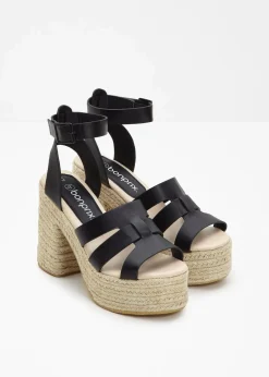 bonprix Sommerschuhe^Plateau-Sandaletten schwarz