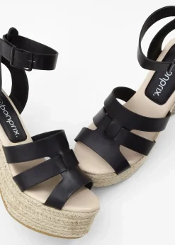 bonprix Sommerschuhe^Plateau-Sandaletten schwarz