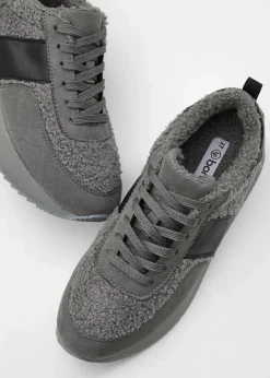 bonprix Gefütterte Winterschuhe|Sneaker^Plateau-Sneaker grau