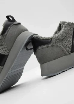 bonprix Gefütterte Winterschuhe|Sneaker^Plateau-Sneaker grau