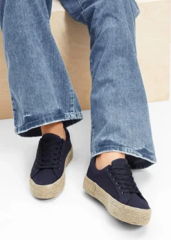 bonprix Sneaker^Plateau-Sneaker aus Baumwoll-Canvas dunkelblau