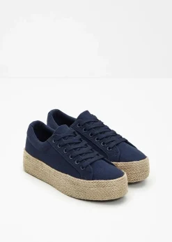 bonprix Sneaker^Plateau-Sneaker aus Baumwoll-Canvas dunkelblau