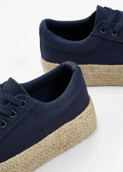 bonprix Sneaker^Plateau-Sneaker aus Baumwoll-Canvas dunkelblau