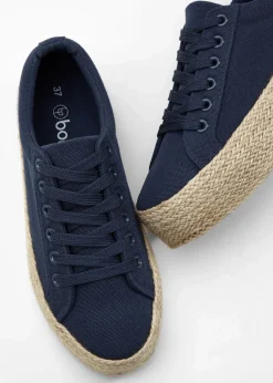 bonprix Sneaker^Plateau-Sneaker aus Baumwoll-Canvas dunkelblau