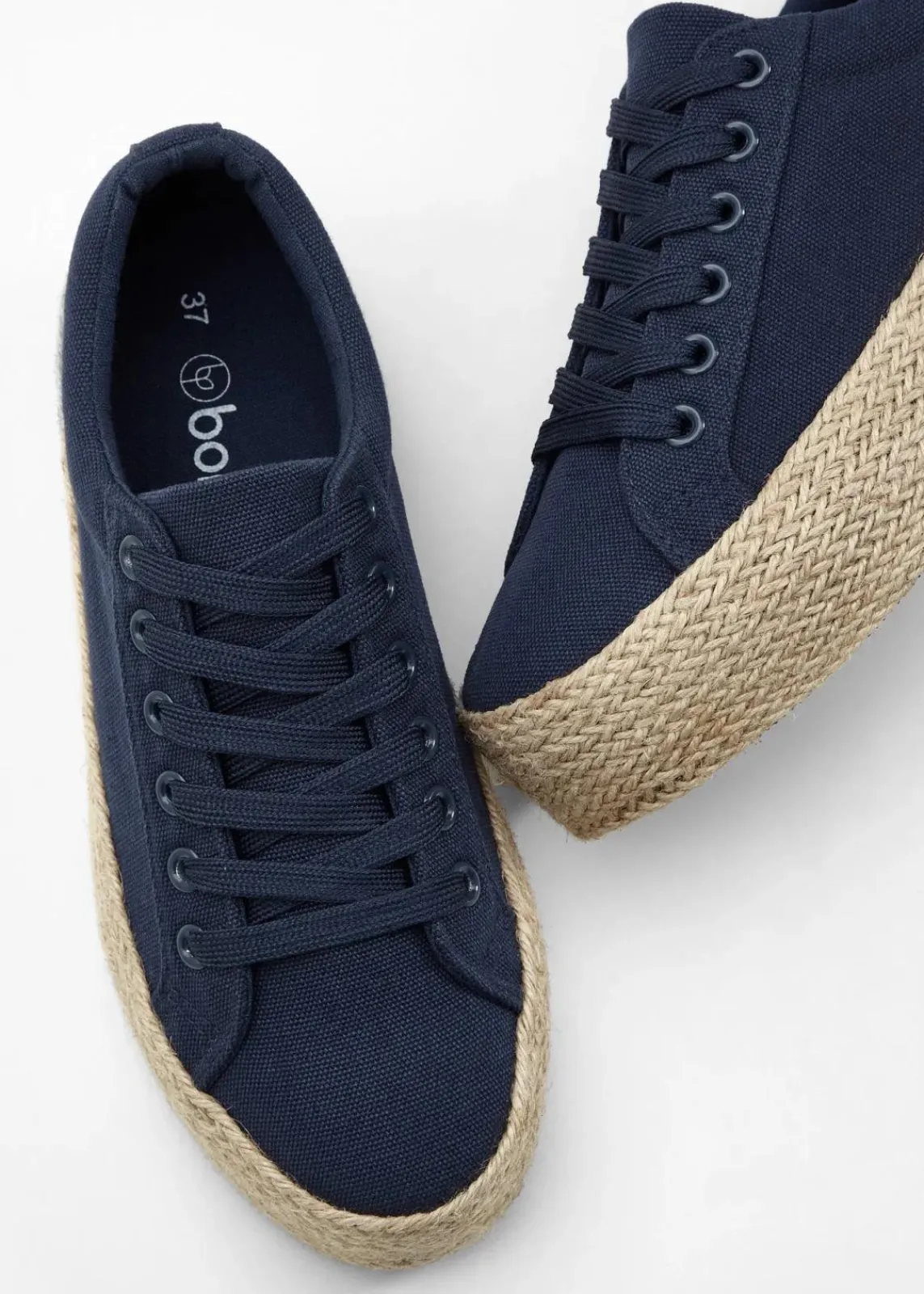 bonprix Sneaker^Plateau-Sneaker aus Baumwoll-Canvas dunkelblau