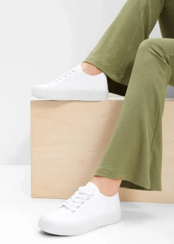 bonprix Sneaker|Schuhe & Accessoires In Spezialgrößen·Schuhe In Übergröße^Plateau-Sneaker aus Baumwoll-Canvas weiß