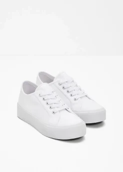 bonprix Sneaker|Schuhe & Accessoires In Spezialgrößen·Schuhe In Übergröße^Plateau-Sneaker aus Baumwoll-Canvas weiß