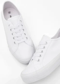 bonprix Sneaker|Schuhe & Accessoires In Spezialgrößen·Schuhe In Übergröße^Plateau-Sneaker aus Baumwoll-Canvas weiß