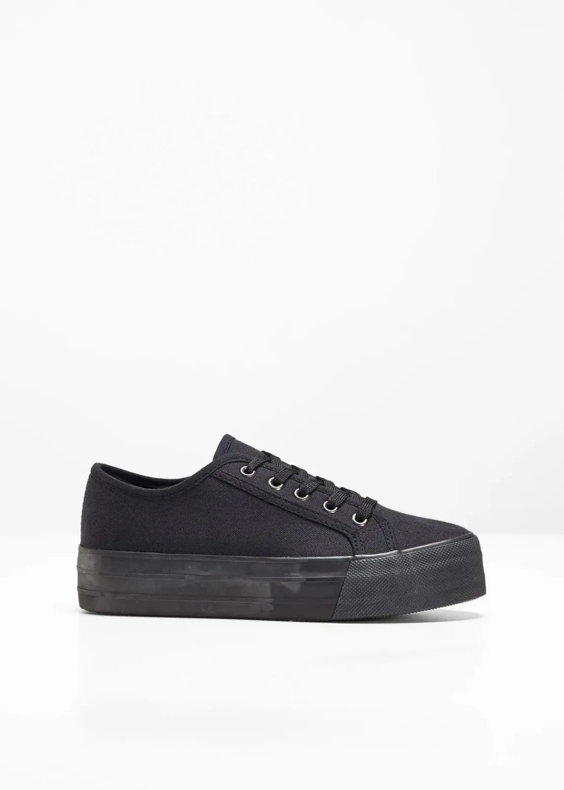 bonprix Schuhe & Accessoires In Spezialgrößen·Schuhe In Übergröße|Sneaker^Plateau-Sneaker aus Baumwoll-Canvas schwarz