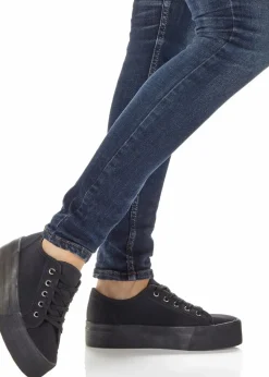 bonprix Schuhe & Accessoires In Spezialgrößen·Schuhe In Übergröße|Sneaker^Plateau-Sneaker aus Baumwoll-Canvas schwarz