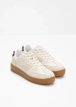 bonprix Sneaker^Plateau-Sneaker im Retrolook wollweiß/beige leo