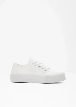 bonprix Sneaker^Plateau-Sneaker mit Lochstickerei weiß