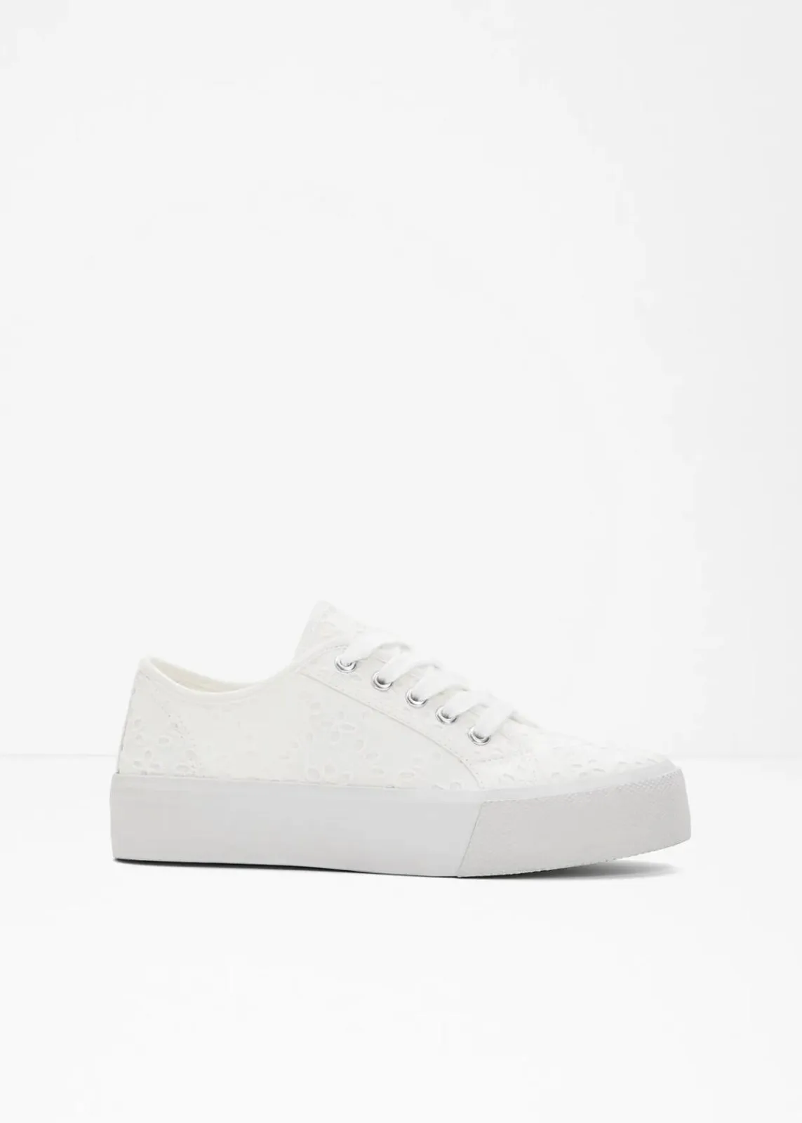 bonprix Sneaker^Plateau-Sneaker mit Lochstickerei weiß