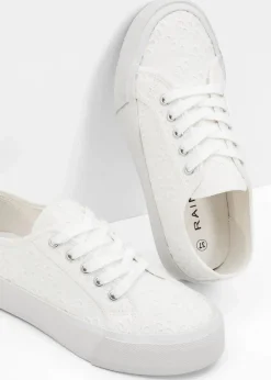 bonprix Sneaker^Plateau-Sneaker mit Lochstickerei weiß