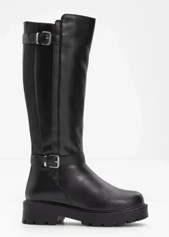 bonprix Gefütterte Winterschuhe|Stiefel^Plateau-Stiefel schwarz