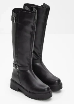 bonprix Gefütterte Winterschuhe|Stiefel^Plateau-Stiefel schwarz
