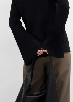 bonprix Strickmode|Pullover & Strickjacken^Plissierter Feinstrickpullover aus Viskose-Mix schwarz