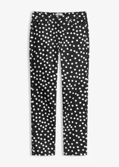 bonprix Bekleidung·Kleider|Hosen^5-Pocket-Stretch-Hose schwarz/wollweiß gepunktet