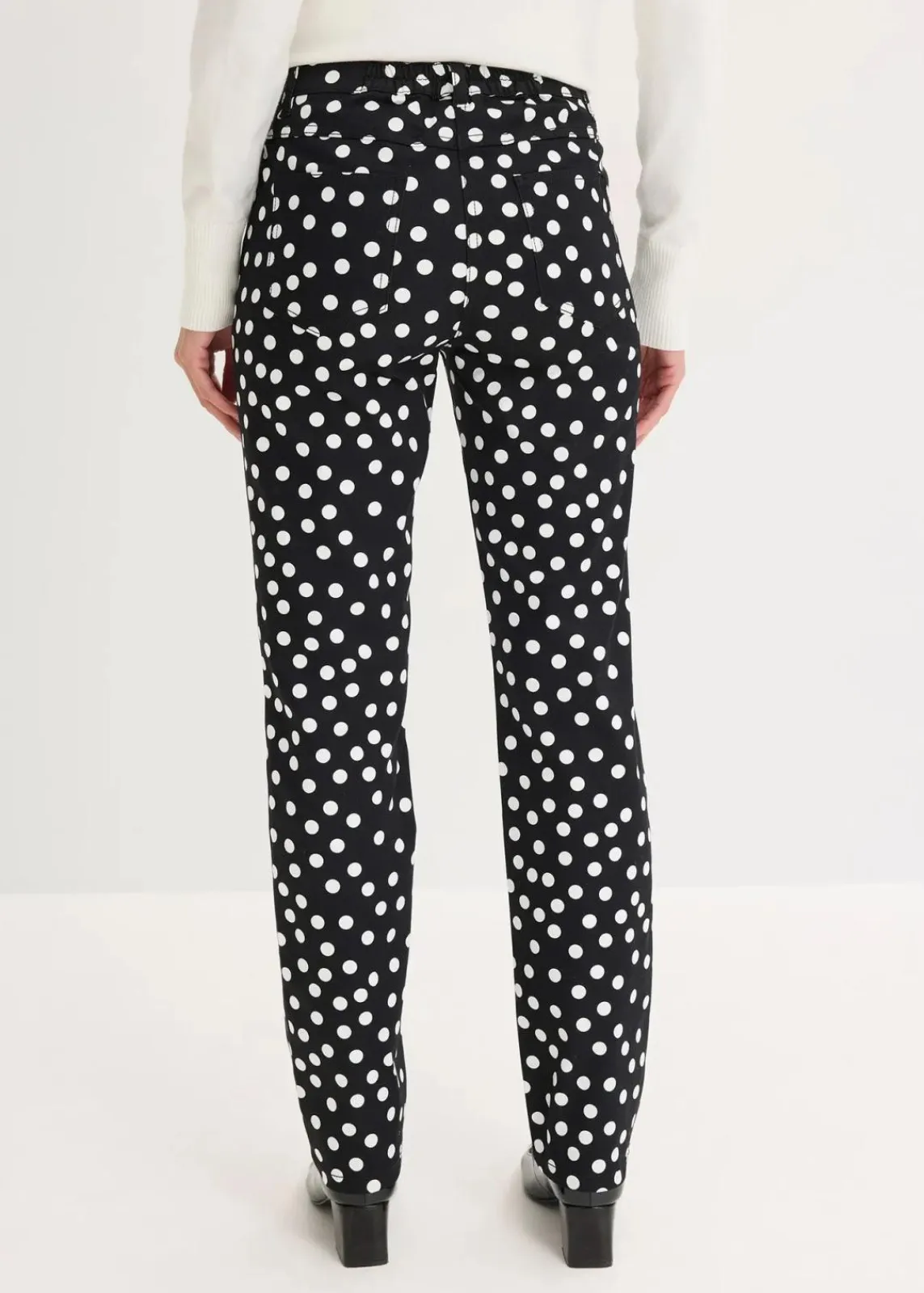 bonprix Bekleidung·Kleider|Hosen^5-Pocket-Stretch-Hose schwarz/wollweiß gepunktet