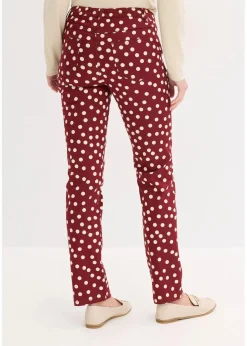 bonprix Hosen|Bekleidung·Kleider^5-Pocket-Stretch-Hose rubinrot/hellsand gepunktet