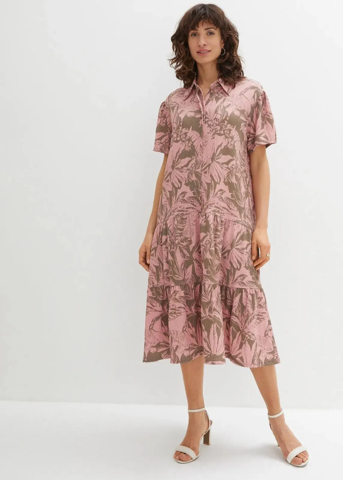 bonprix Kleider^Polo -Shirtkleid helloliv/aschrosa bedruckt