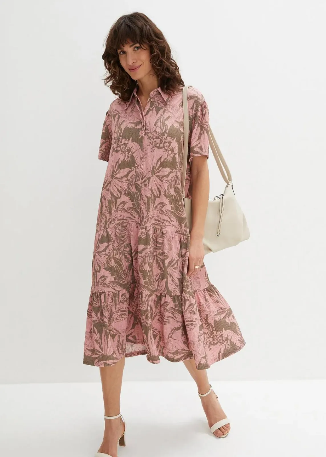 bonprix Kleider^Polo -Shirtkleid helloliv/aschrosa bedruckt