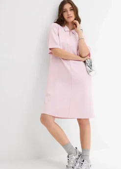 bonprix Bekleidung·Pullover & Strickjacken|Kleider^Polokleid aus softem Scuba puderflieder