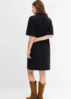 bonprix Kleider|Bekleidung·Pullover & Strickjacken^Polokleid aus softem Scuba schwarz