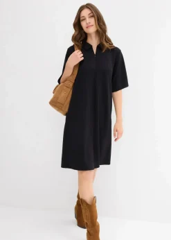 bonprix Kleider|Bekleidung·Pullover & Strickjacken^Polokleid aus softem Scuba schwarz