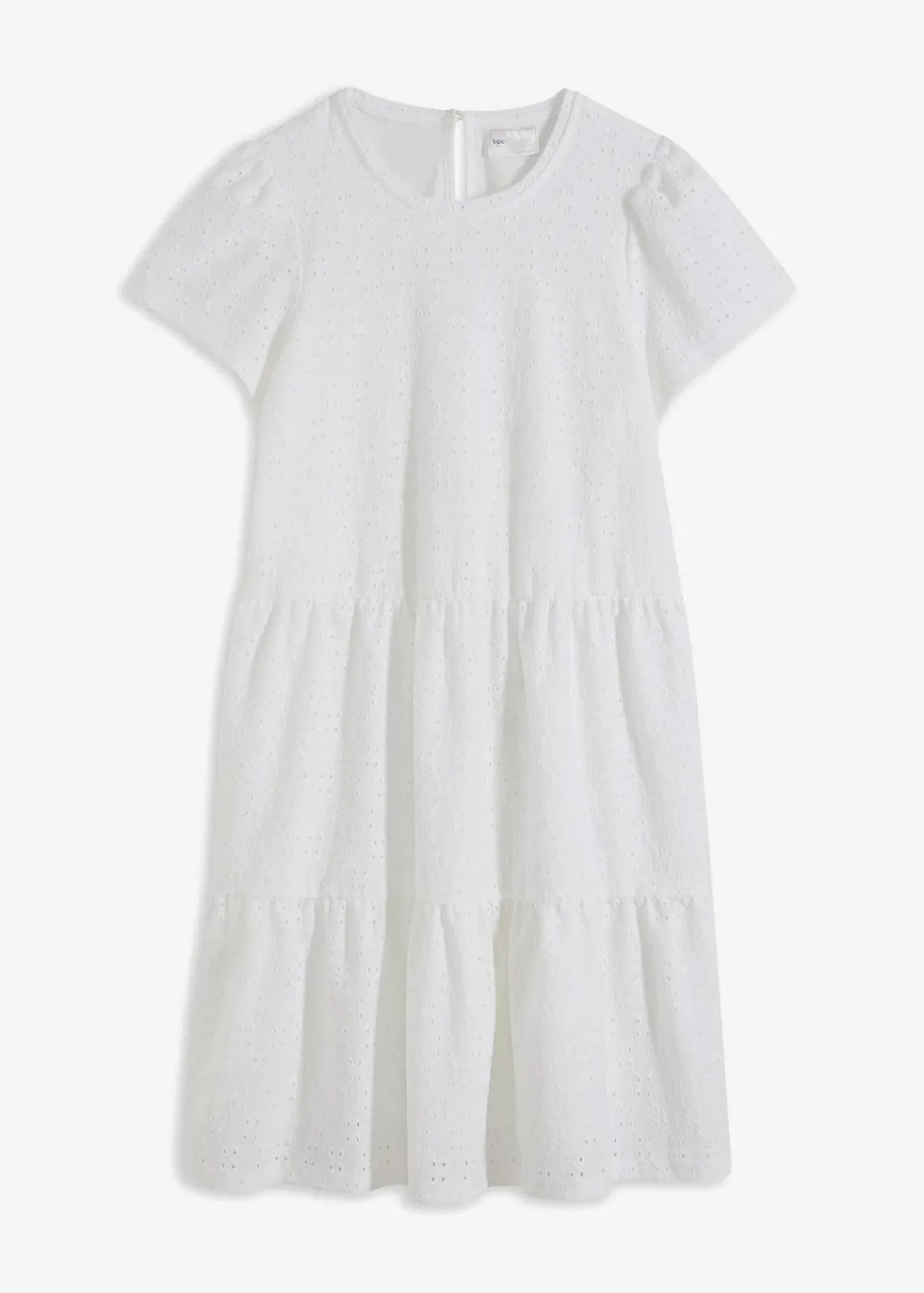 bonprix Bekleidung·Pullover & Strickjacken|Kleider^Polokleid mit Lochstickerei weiß