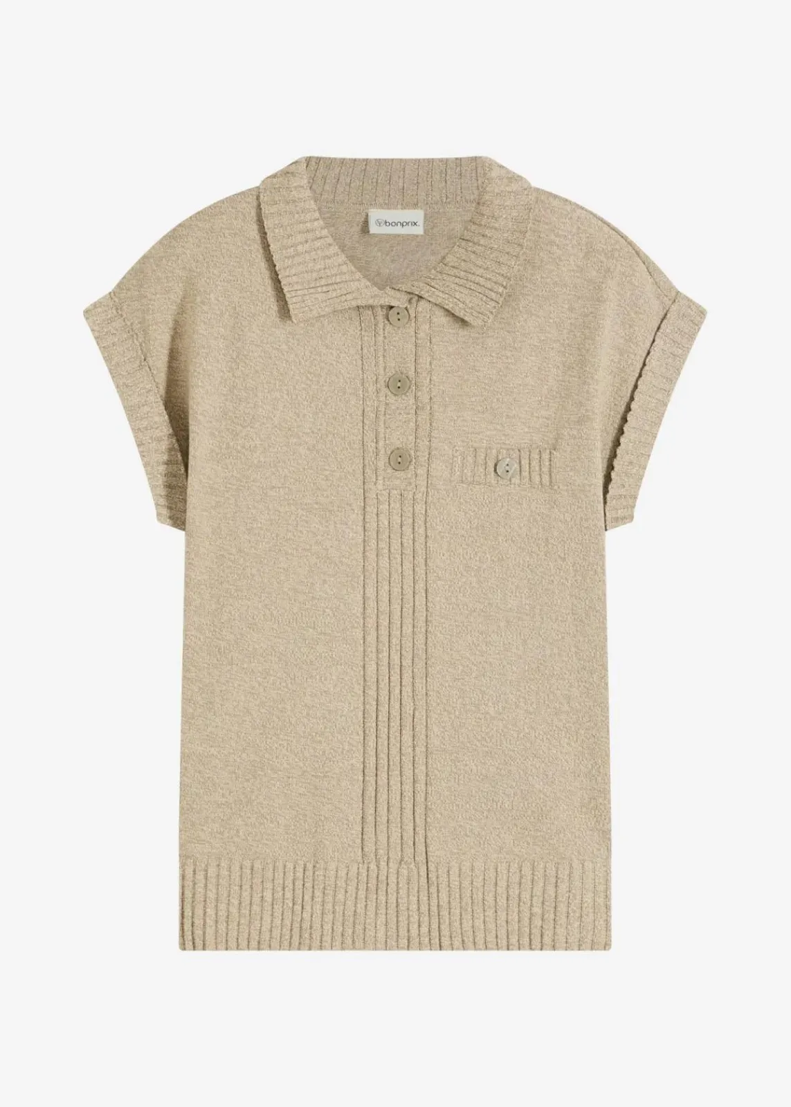 bonprix Pullover & Strickjacken|Strickmode^Polo-Pullover mit Baumwolle helloliv meliert