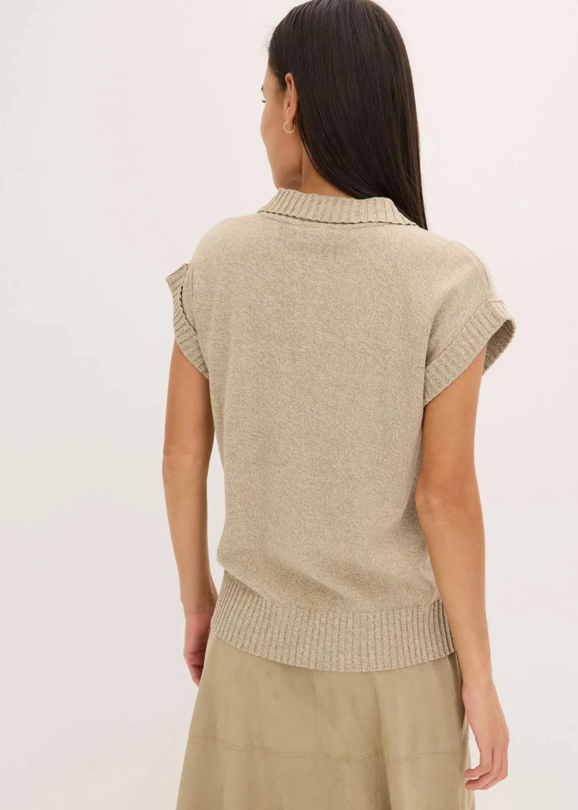bonprix Pullover & Strickjacken|Strickmode^Polo-Pullover mit Baumwolle helloliv meliert