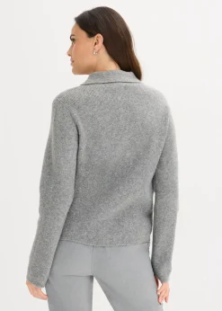bonprix Bekleidung·Umstandsmode|Bekleidung·Jeans^Polo-Pullover mit Wollanteil grau meliert